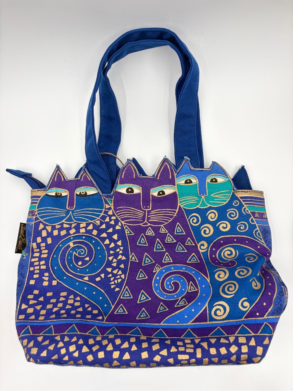 Laurel Burch Indigo Purple Cat Cut Out Small Tote Bag